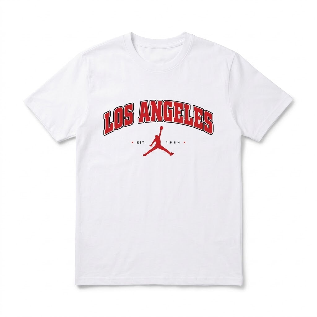 Camiseta Básica Negra "Los Angeles Jordan" - 100% Algodón