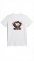 Camiseta Básica Blanca con Diseño de Pato y Logo – 100% Algodón